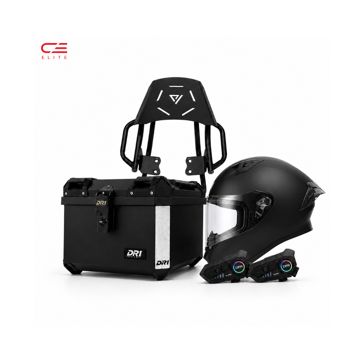 Kit Elite Pro  Maletero + Parrilla + Casco + Intercomunicador
