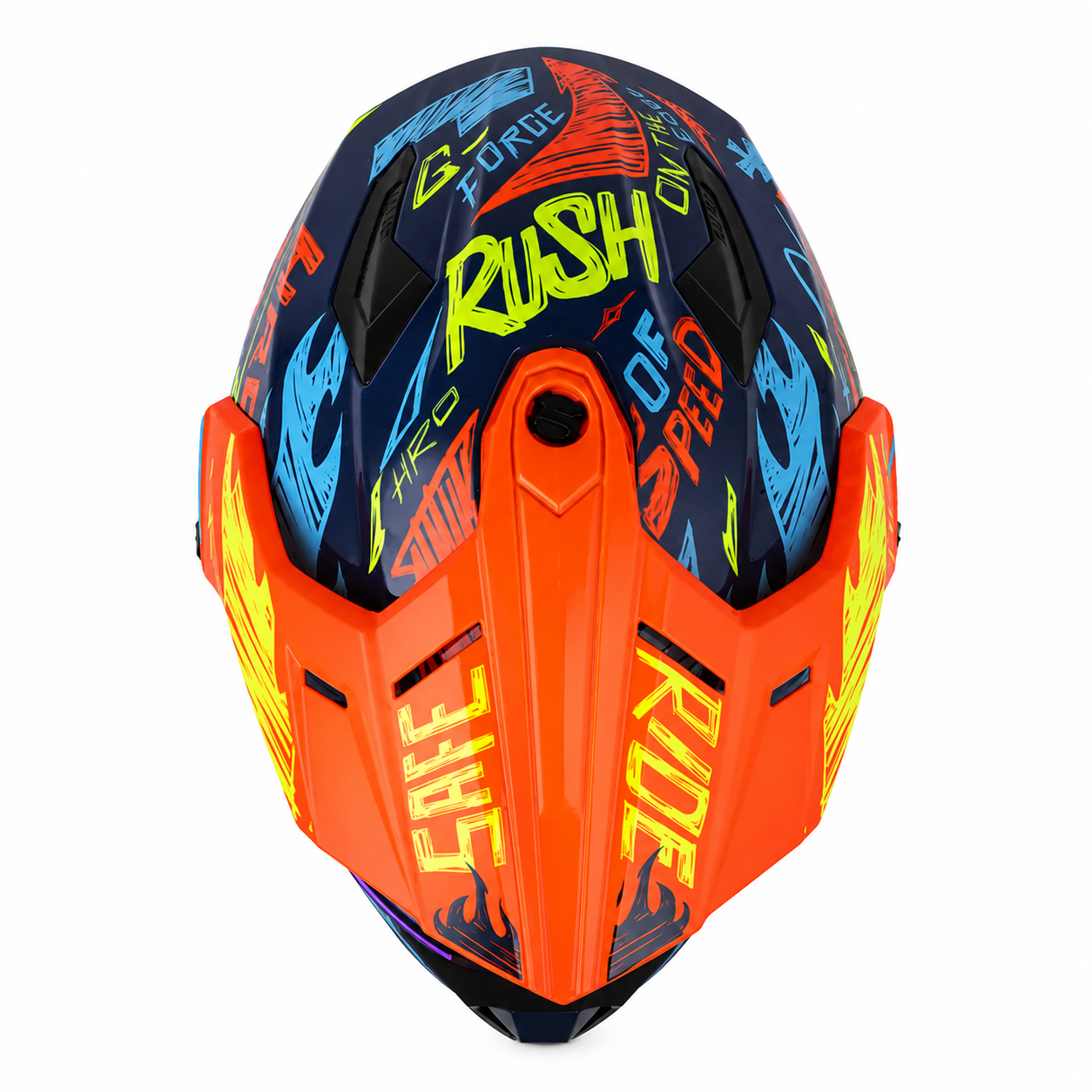 Casco HRO MX340 Stripe Azul/Naranja