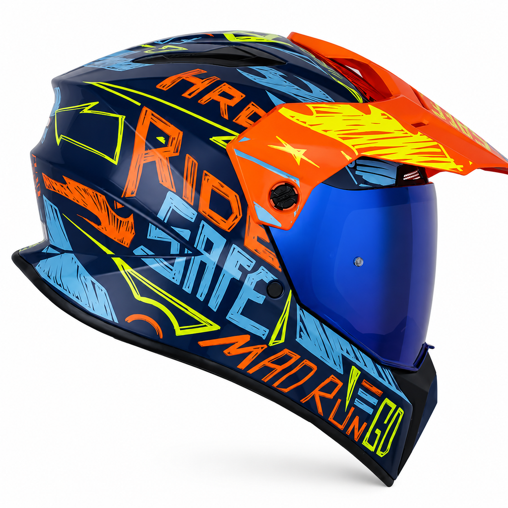 Casco HRO MX340 Stripe Azul/Naranja