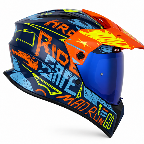 Casco HRO MX340 Stripe Azul/Naranja