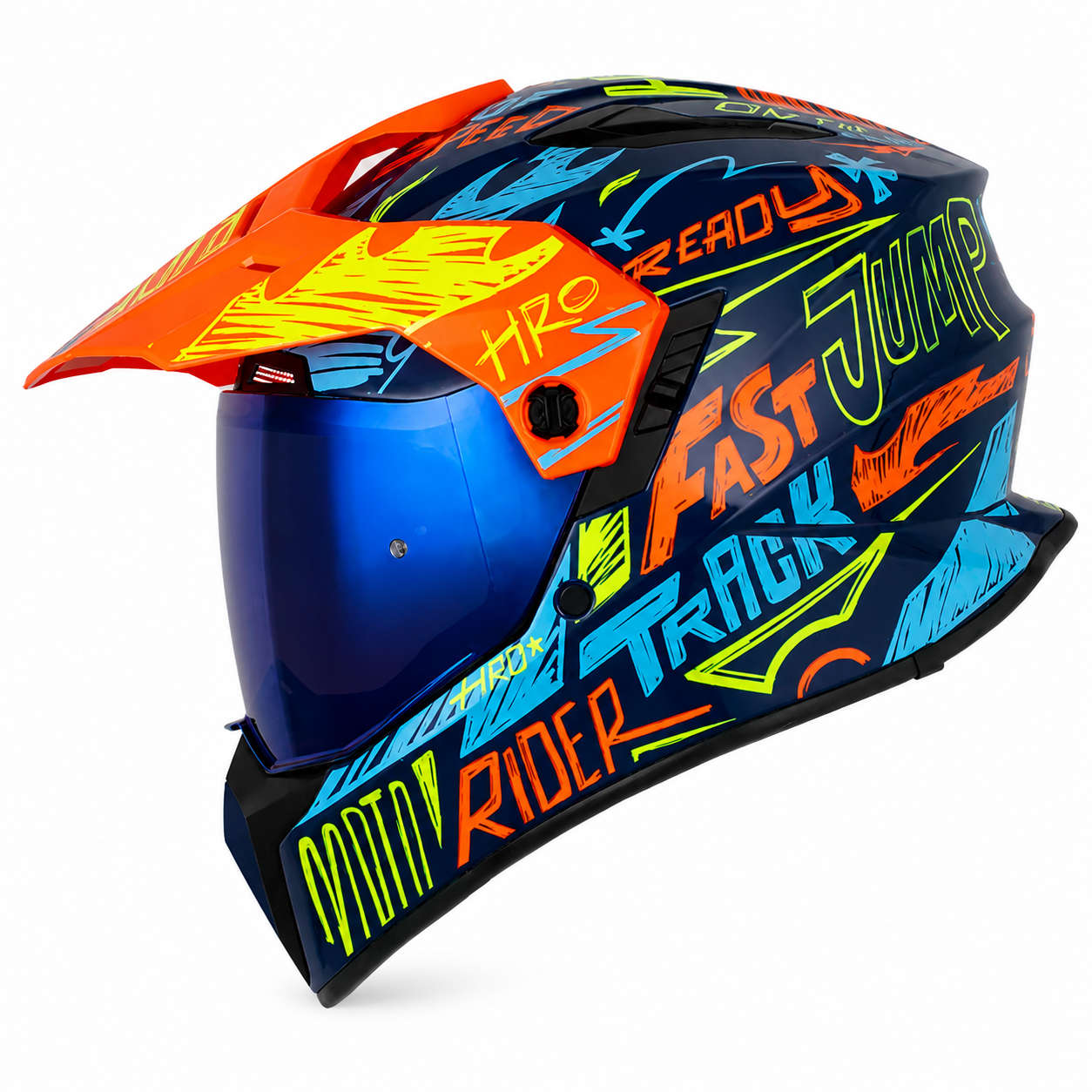 Casco HRO MX340 Stripe Azul/Naranja
