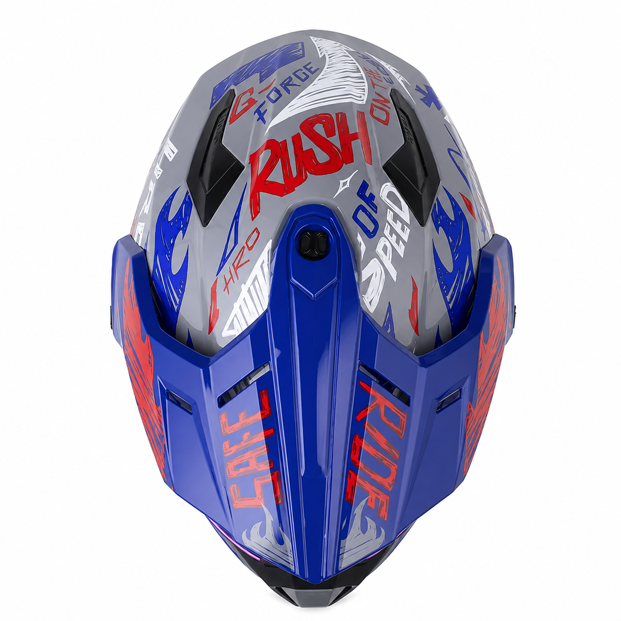 Casco HRO MX340 Stripe Gris/Azul