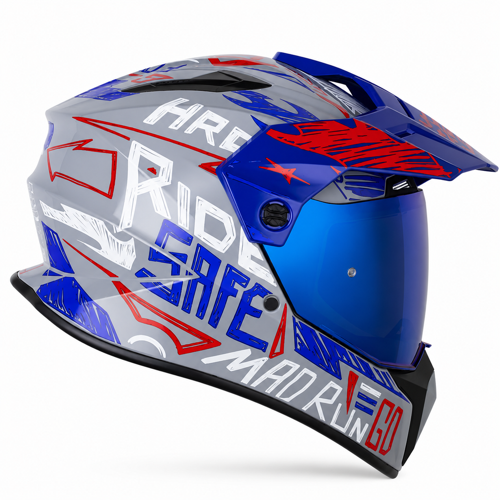 Casco HRO MX340 Stripe Gris/Azul