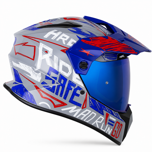 Casco HRO MX340 Stripe Gris/Azul