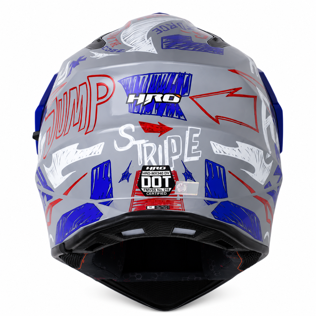 Casco HRO MX340 Stripe Gris/Azul